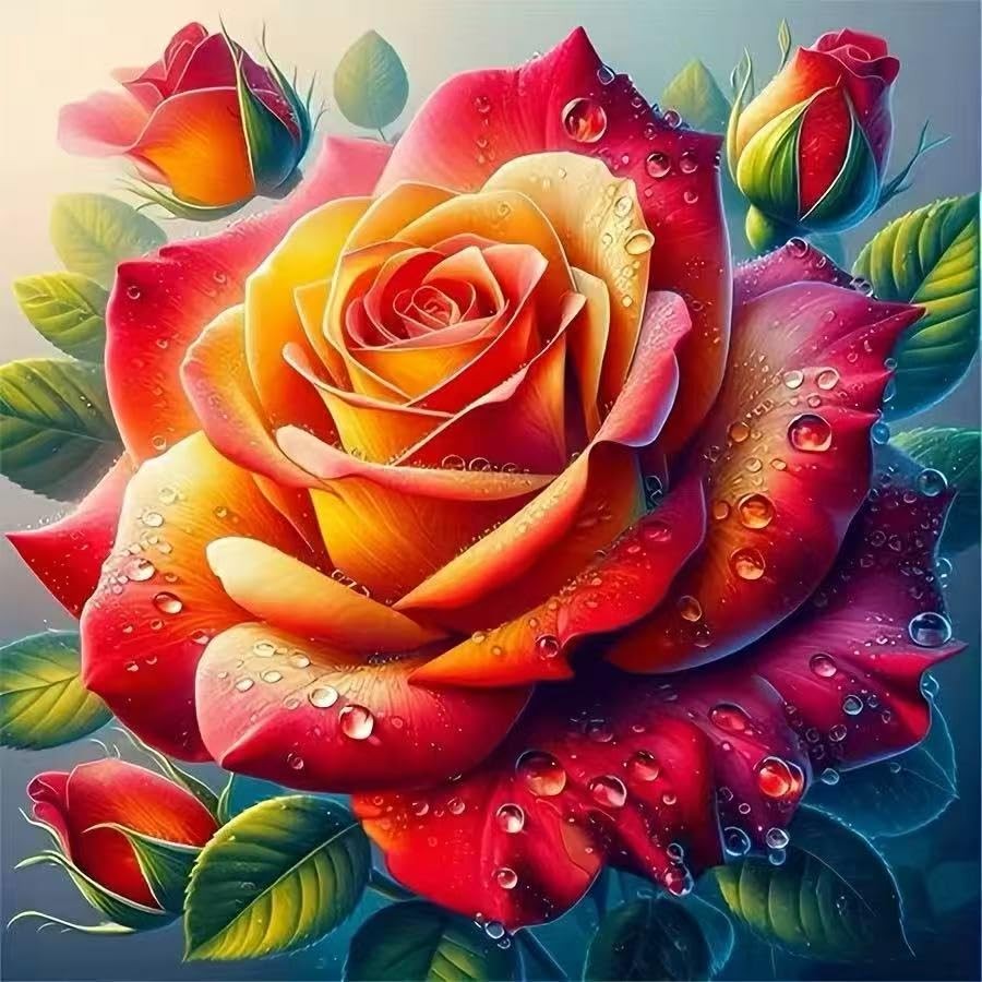Rose Flowers Diamond Art Kits for Adults,5D DiamondPainting Kits for Beginners,