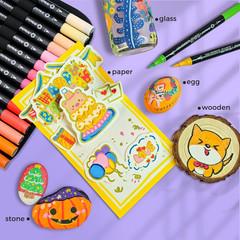 Acrylic Paint Markers 72 Colors with Bag, Acrylic Paint Pens with Brush Tip and