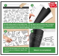 Carbon Paper for Tracing Graphite Transfer-Paper – PSLER 30 Pcs Black Graphite