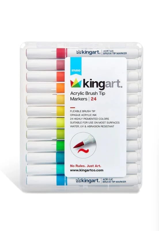 KINGART¬Æ Acrylic Brush Tip Markers (442-24A), Set of 24