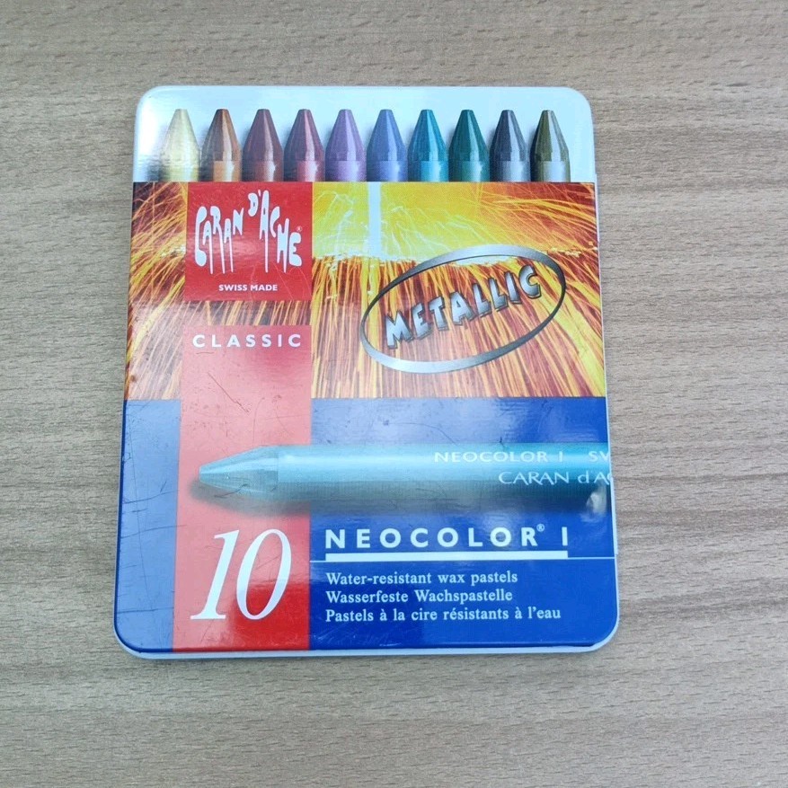 Caran d’Ache Neocolor I Set of 10 Metallic Water Resistant Wax Pastel