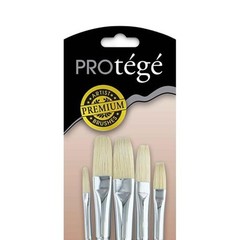 Protege Brush Set Hog Bristle Long Handle Artist Paint Brushes Craft Art 5 PCS