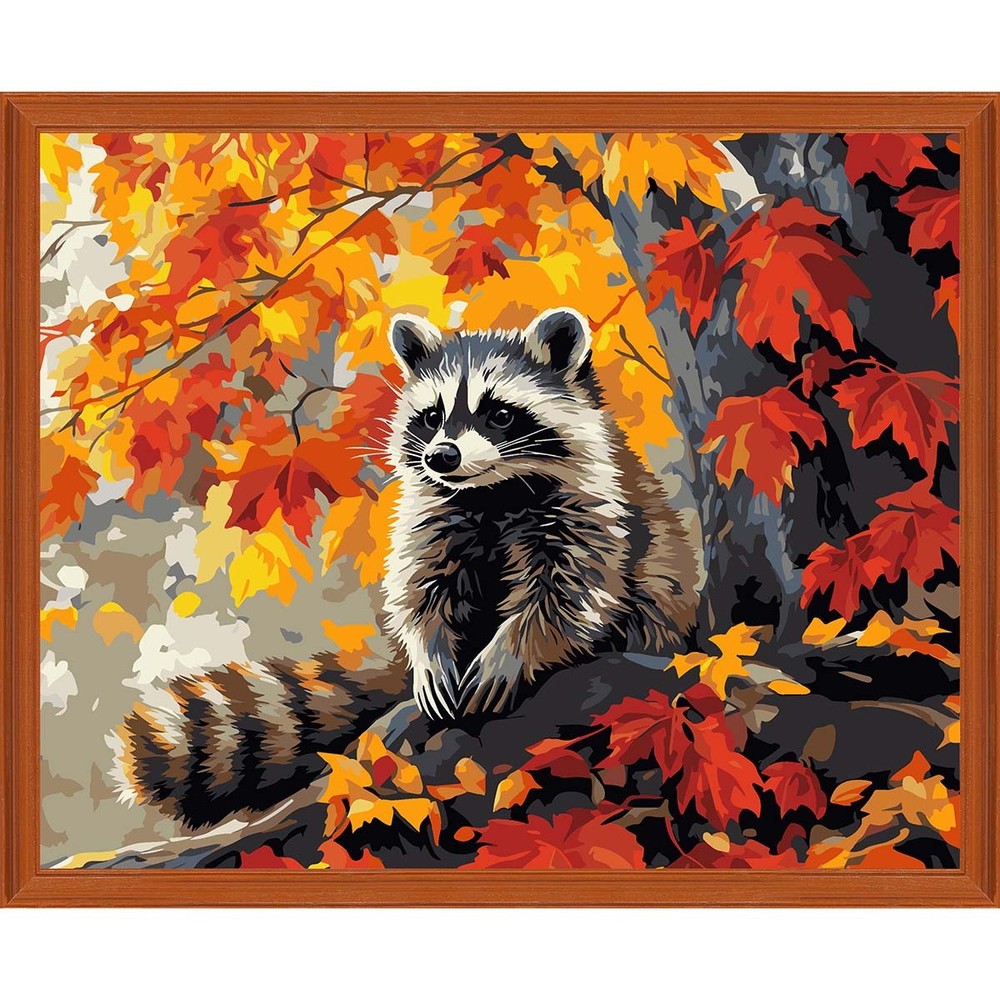 Figured Art Fall Raccoon Paint by Number Kit