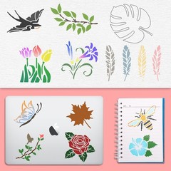60 Pcs Flower Stencils for Painting Reusable DIY Painting Stencils, 3×3 Inch …