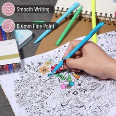 24 Pack Colored Fineliner Pens – 0.4mm, Ergonomic Triangular Barrels for Smooth