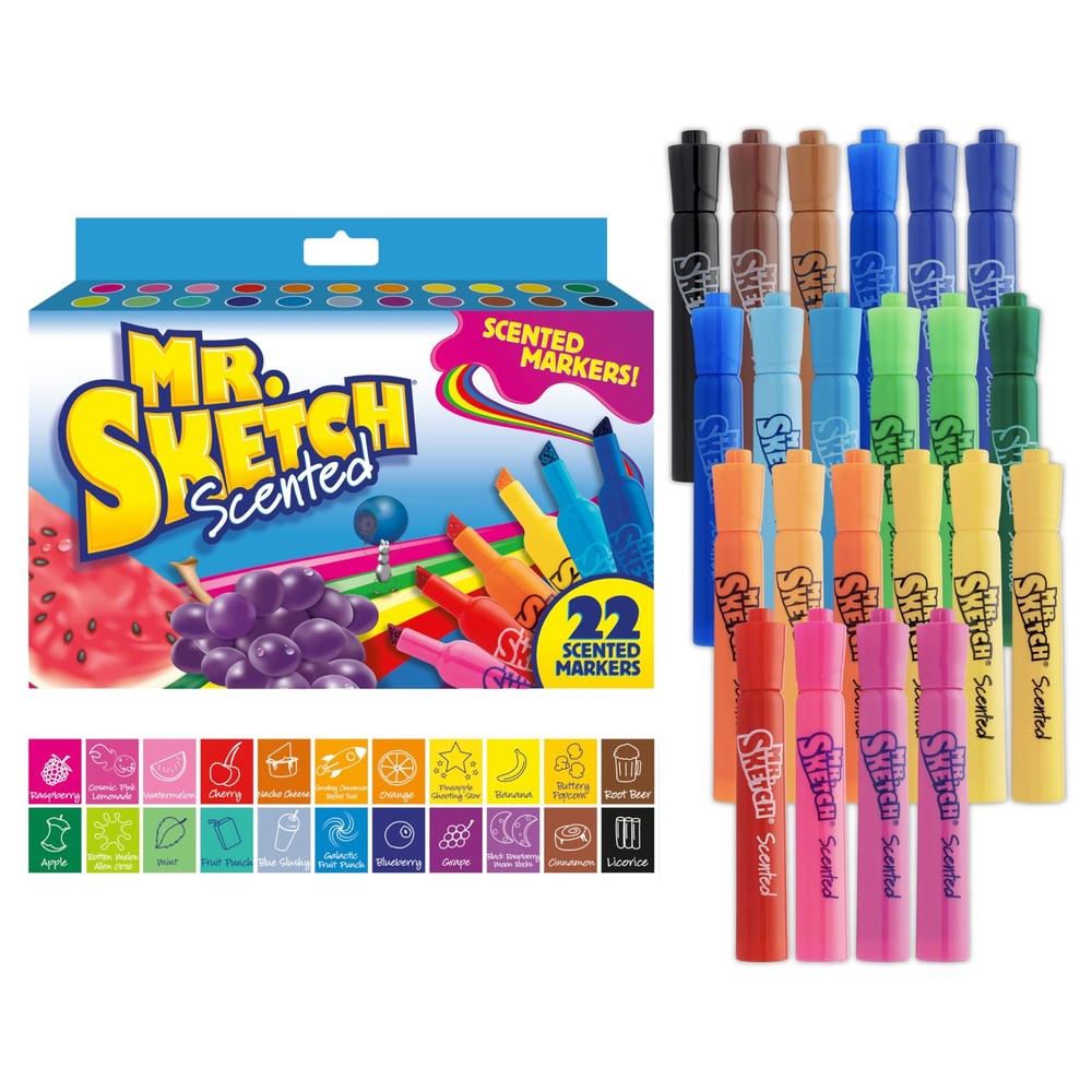 Mr. Sketch Scented Markers, Chisel Tip, Assorted Colors, 22 Count Fun for Ki…