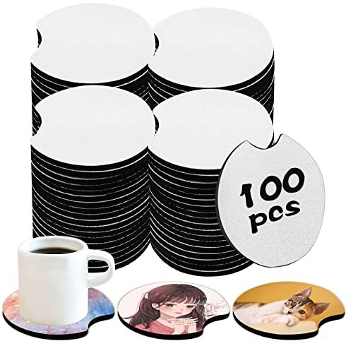 100 PCS Sublimation Blank Car Coasters, 2.75 in Circular 100 Count (Pack of 1)