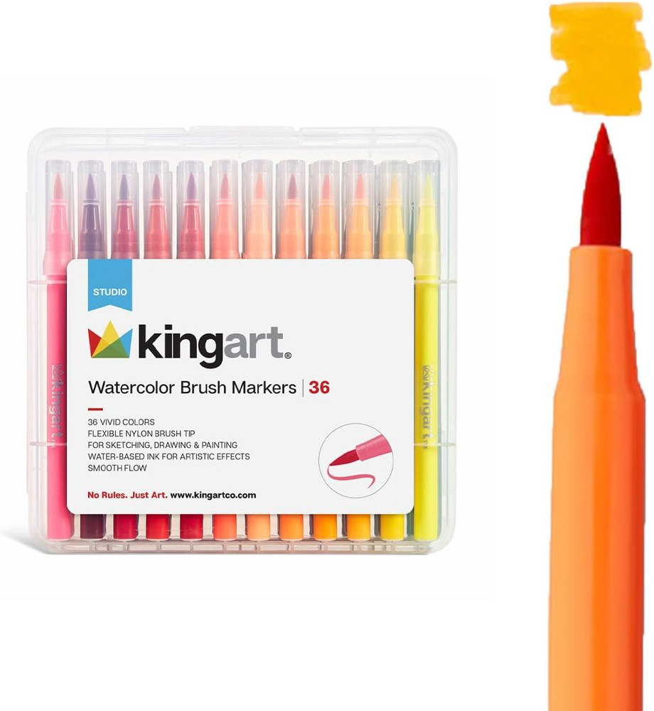 Watercolor Brush Marker Set – 36 Vibrant Colors with Flexible Tips & Case