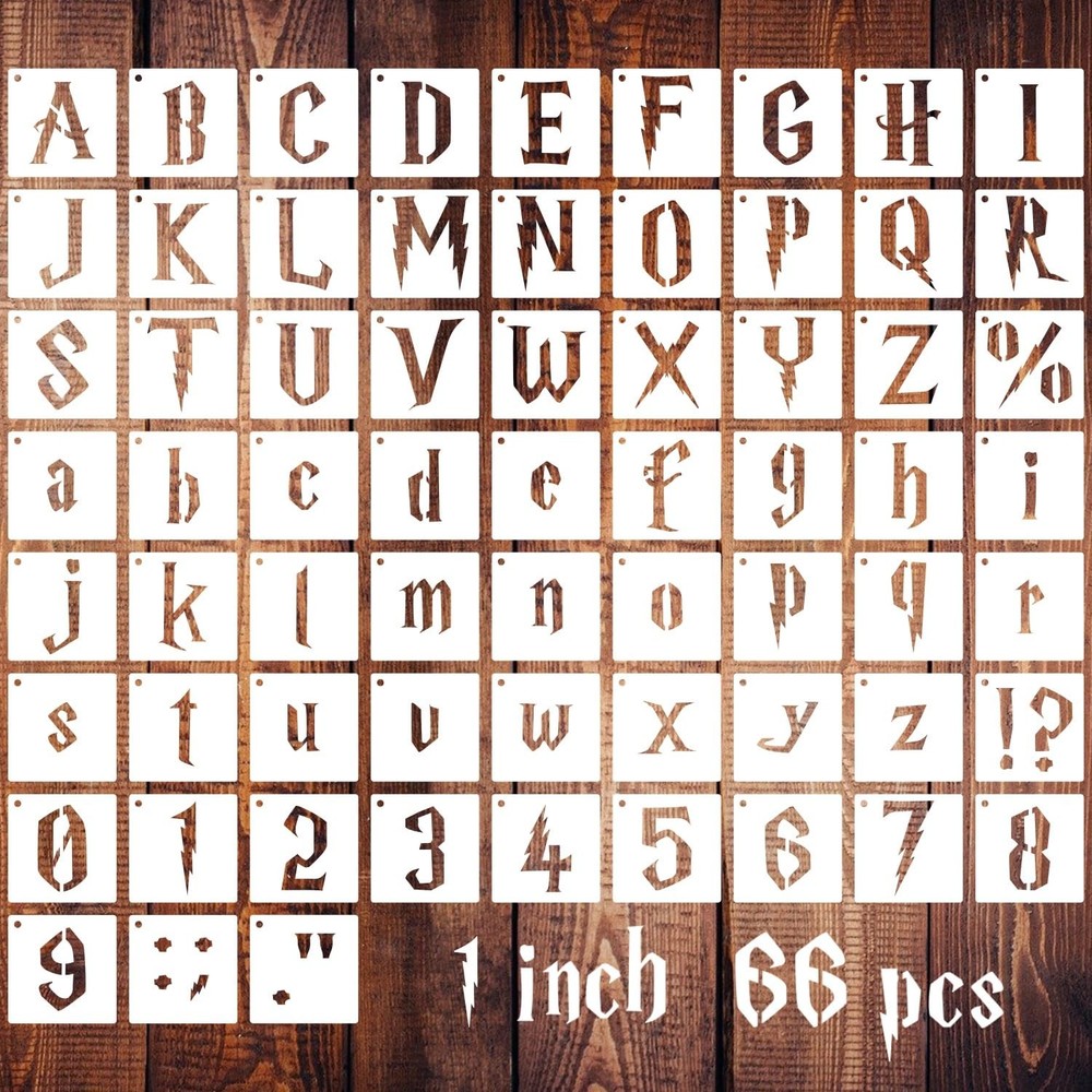 1 Inch Gothic Letter Stencils for Painting, 66 Pcs Reusable Old 1 inch, white