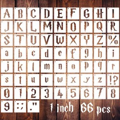 1 Inch Gothic Letter Stencils for Painting, 66 Pcs Reusable Old 1 inch, white