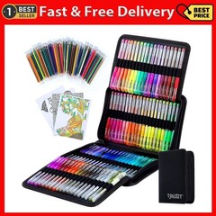 160 Pack Glitter Gel Pens Set Coloring Drawing Art Markers with Case