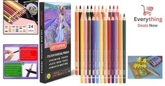 Set of 24 Pastel Chalk Colored Charcoal Pencils for Drawing Sketching Coloring