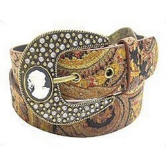 Studded w/ Jeweled Cameo Buckle – Brown – Size : M – BLT-TO31097BN-M