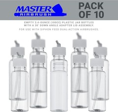 Versatile Set of 10 Transparent 3.4oz Jars with 30° Adapter for Airbrush Usage