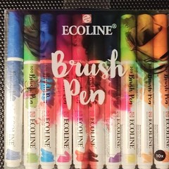 Royal Talens Ecoline Brush Pen Set Bundle 10 Primary Colors, 5 Pastel Colors