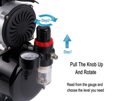 Upgraded Airbrush Single-Piston Oil-free Mini Compressor ABPST08 with Cooling