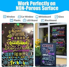Window Chalk Markers for Cars Glass Washable, 10 Colors Jumbo Liquid Chalk Ma…