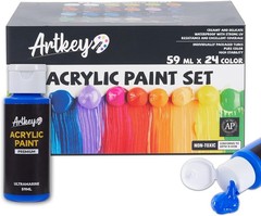Acrylic Paint Set 24 Colors 2 Oz/59 Ml Acrylic Paints Professional Artists Paint
