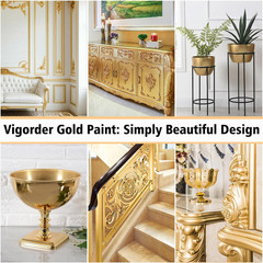 Gold Leaf Paint, Gold Paint for Metal and Wood – Rich Metallic Shine, Fast Dryin
