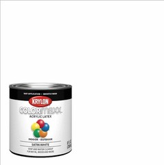 Krylon ColorMaxx Satin Interior/Exterior Paint, Rust Resistant, 1/2 Pint White