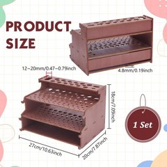 PH PandaHall 3-Tiers Wooden Paint Brush Holder Paintbrush Organizer Rack Wood