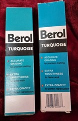 VINTAGE BEROL TURQUOISE BLACK DRAWING PENCILS 3H / 375 BOX OF 21 UNSHARPENED