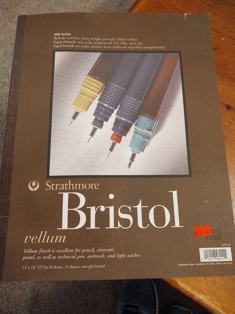 Strathmore 400 Series Bristol Pad 2Ply Vellum 11″X14″-Tape Bound, 15 Sheets