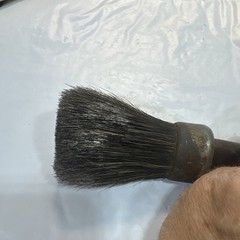 Antique “Hanlon and Goodman” paint brush Wood Handle, Horse Hair Round