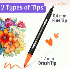 ZENO 72 Dual Tip Markers Set with Case – No-Bleed Art Markers for Adults – Fine