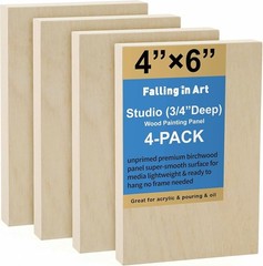 4-Pack 4×6” Unfinished Birch Wood Panels for Art & Crafts – Durable 3/4” Thick