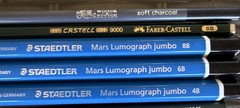 Lot Art Pencils Staedtler Ergosoft Colored Mars Lumograph Jumbo Faber Castell