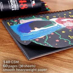 WA Portman Black Paper Sketchbook – A4 (8.3″ x 11.7″) Black Drawing Paper – 6…