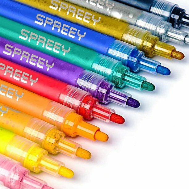 SPREEY 24 Colors Acrylic Paint Pens Waterproof Acrylic Paint Markers USAN1014522