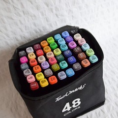 Touch Mark Pens, Twin Marker Colour Pens x48 with Carry Case
