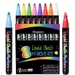 Reaeon Chalk Markers, Vibrant Color Liquid 1 Count (Pack of 8), Multicolor
