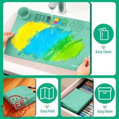 LRFORMB Silicone Painting Mat, 23.6×15.8in Art Drawing Mat with Brushes | For…