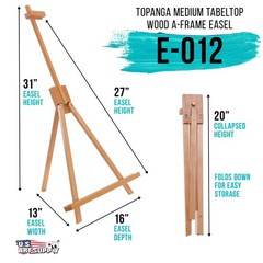 31″ Tabletop Folding A-Frame Artist Studio Easel, Beechwood Tripod Display Stand
