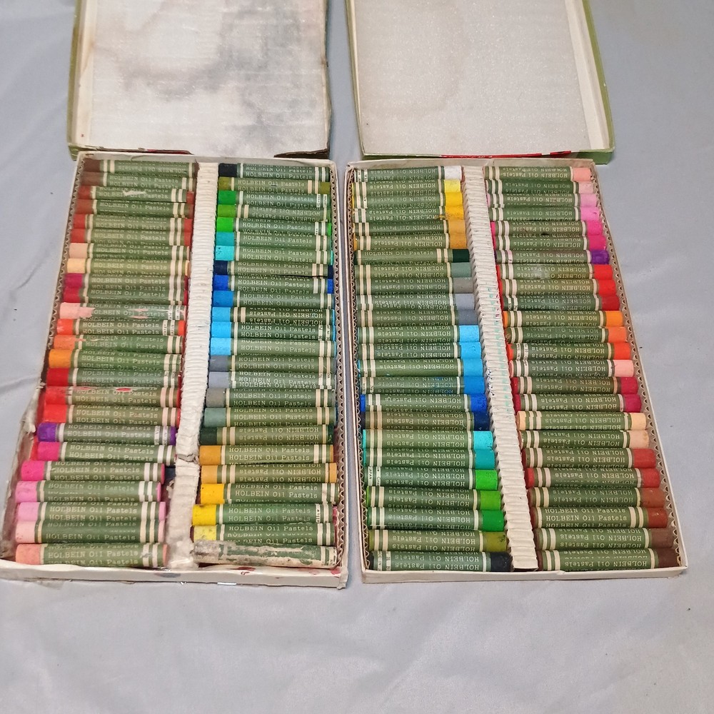 Vintage Holbein Oil Pastels L Series Oversize Round Sticks Japan 2 Sets 96 Total