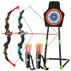 Youth Archery Bow Set with LED Light Up Bow and 20 Suction Cup Arrows for Kids