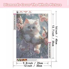 Ohhvvow 5D Cat Diamond Painting Kits for Adults Beginners, 12×16 Inch, Oh031D