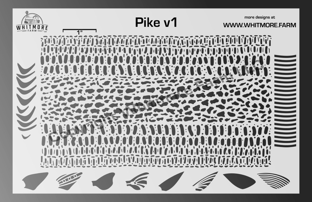 Pike v1 Mesh Fishing Lure Airbrush Stencil – Mylar Reusable