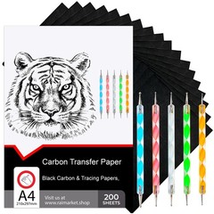 Raimarket 200 Sheets Black Carbon Paper for Tracing On Fabric | Carbon Paper …