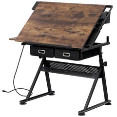 Adjustable Drafting Table for Artists – Drawing Table with Drawers & Outlet