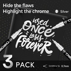 3Pcs Chrome Paint Markers, Silver Permanent Mirror Liquid Chrome Pens for Plasti
