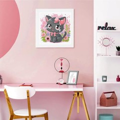 Cat Diamond Art Kits for Kids with Frame-Cat Diamond Art for Kids Ages 4-8-12