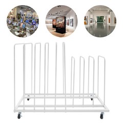 White Painting Drying Rack Art Storage Rack Display Stand w/ 4 Universal Wheels
