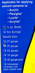 1/2 oz. Bottle Plasticator – Plastic Solvent Applicator – 25-gauge Metal Needle