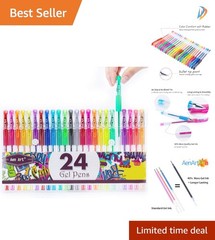 Artistic 24 Glitter Gel Pens – Fine Writing Markers for Scrapbooking & Doodling