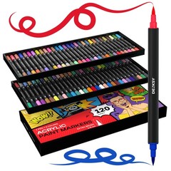Dual Tip Acrylic Paint Markers 120 Colors – Brush & Fine for Art Projects
