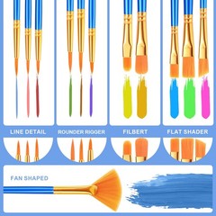 20 Pack 240 PCS Nylon Hair Paintbrushes Set RoundPointed Tip Acrylic Oil
